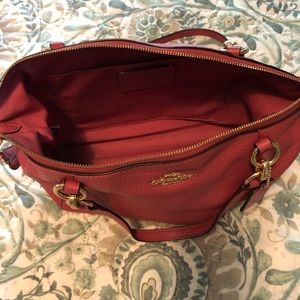 Authentic coach leather purse satchel style with long strap for crossbody